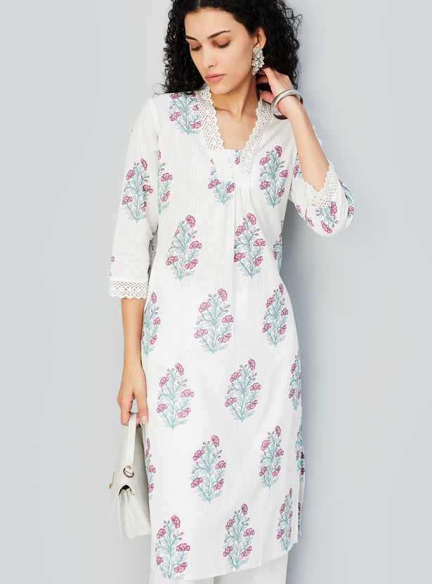 Women Floral Printed Straight Kurta