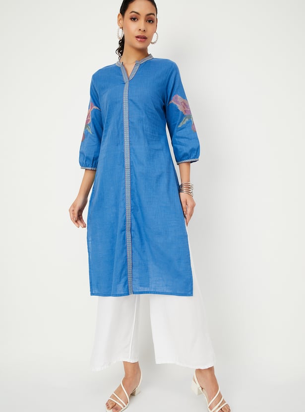 Women Embroidered Straight Kurta