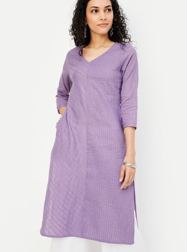 Women Pintuck Straight Kurta