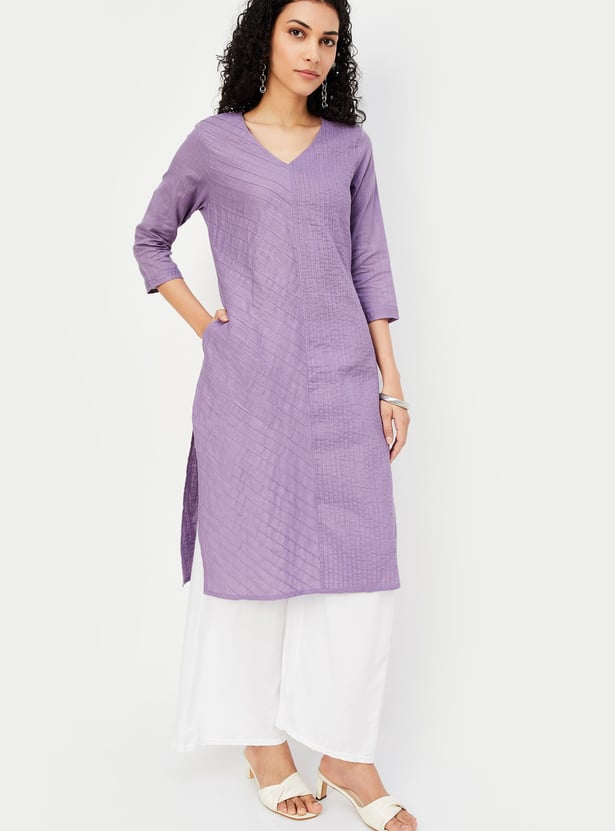 Women Pintuck Straight Kurta