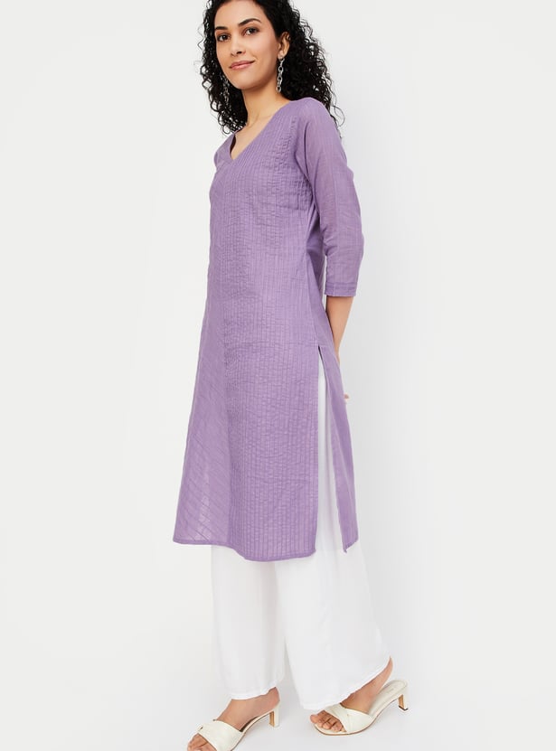 Women Pintuck Straight Kurta