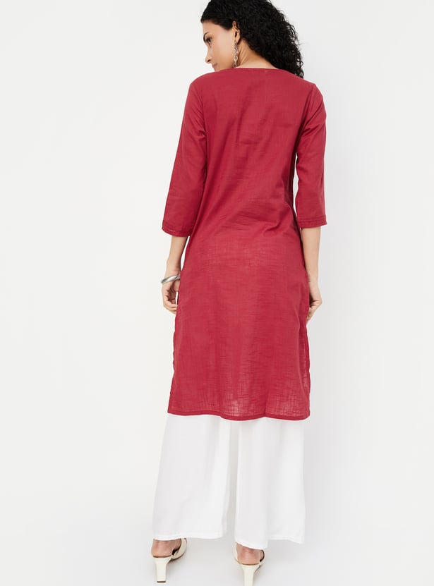 Women Pintuck Straight Kurta