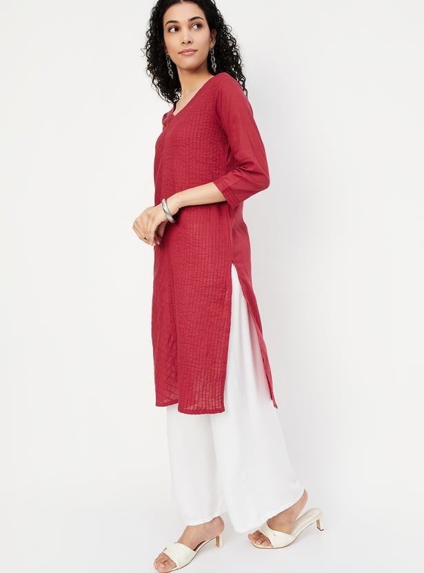 Women Pintuck Straight Kurta