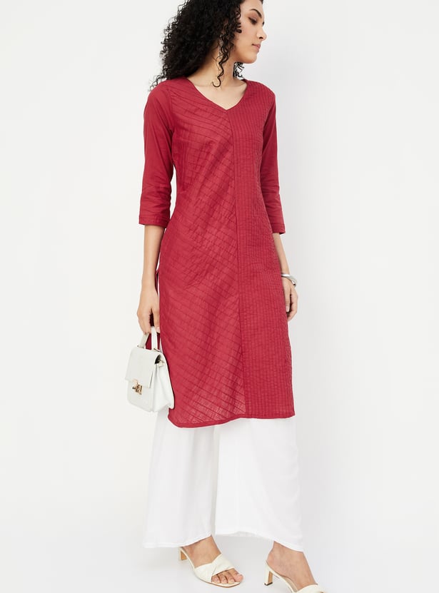 Women Pintuck Straight Kurta