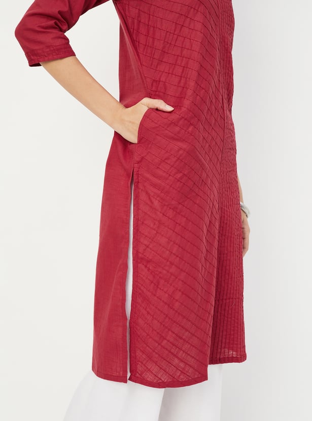 Women Pintuck Straight Kurta