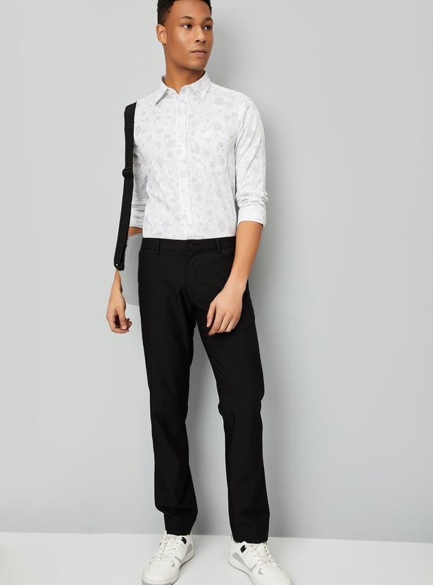 Men Floral Print Slim Fit Smart Casual Shirt