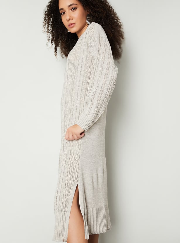 Buy Women Cable Knit Belted Midi Dress Online at just Rs. 2099.0
