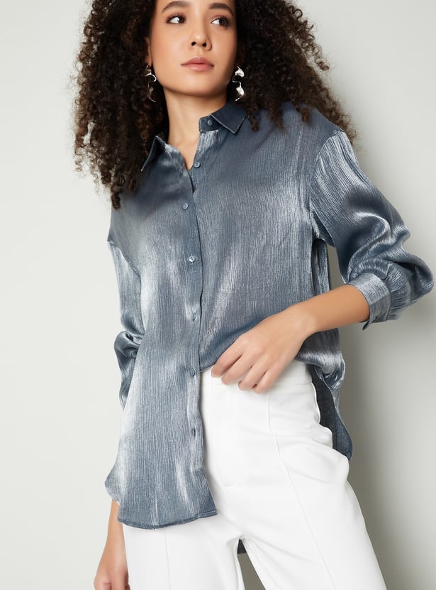 Women Shimmery Oversized Shirt
