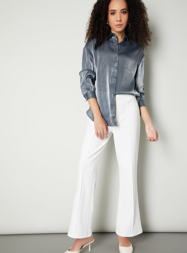 Women Shimmery Oversized Shirt