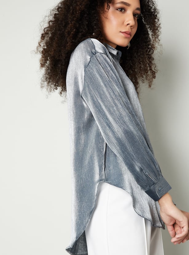 Women Shimmery Oversized Shirt