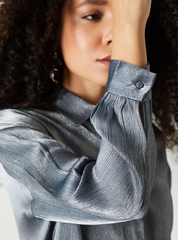 Women Shimmery Oversized Shirt