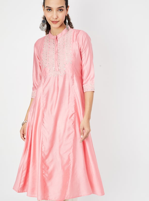 Women Embroidered A-line Kurta