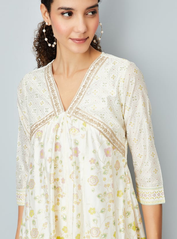 Women Floral Print Alia Cut Kurta