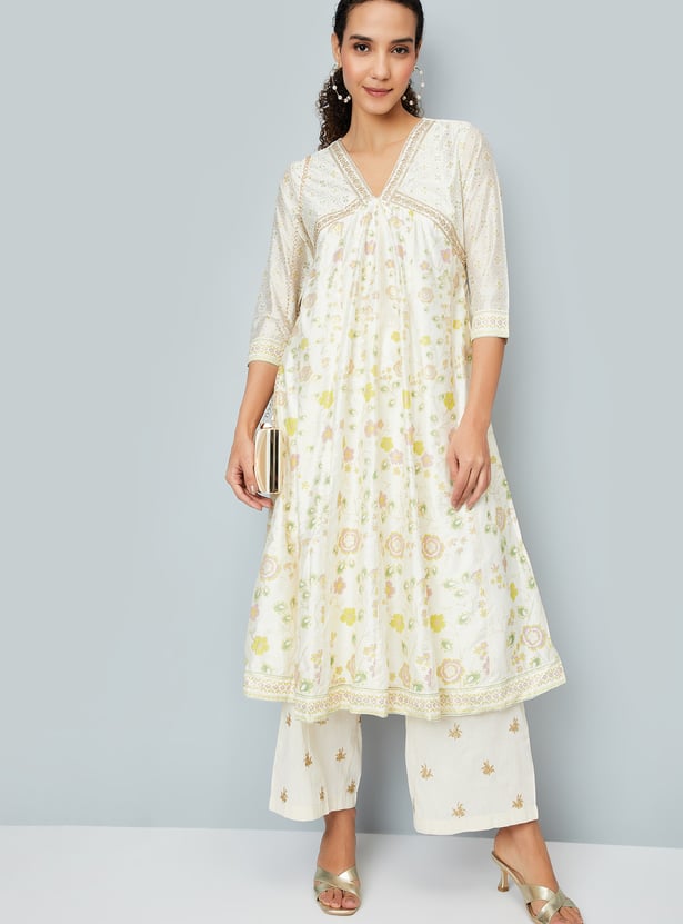 Women Floral Print Alia Cut Kurta