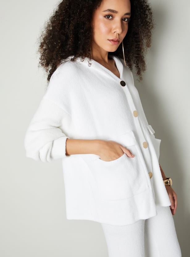 Buy Women Knit Button Down Cardigan Online at just Rs. 1799.0