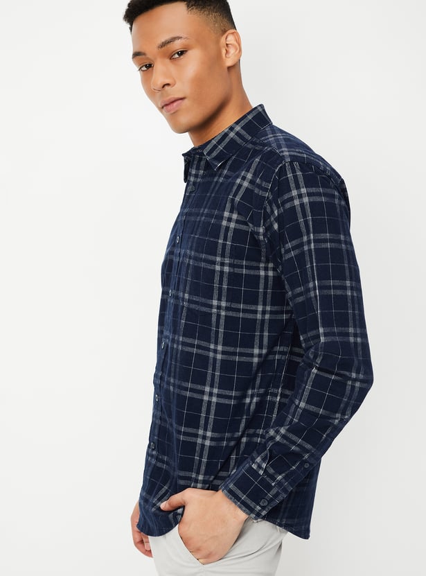 Men Checked Slim Fit Shirt