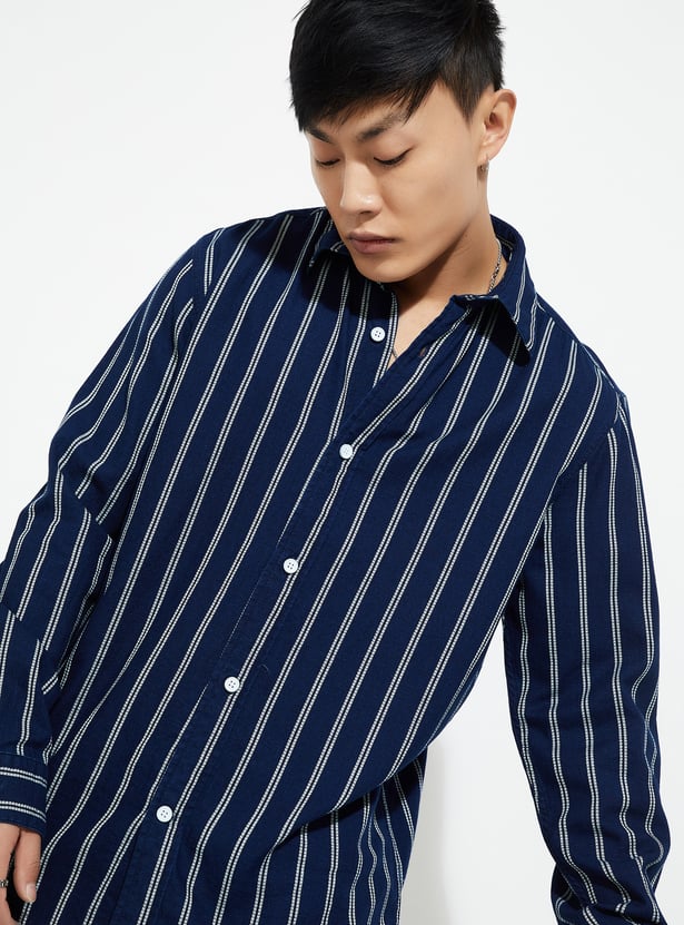 URB_N Men Regular Fit Striped Casual Shirt