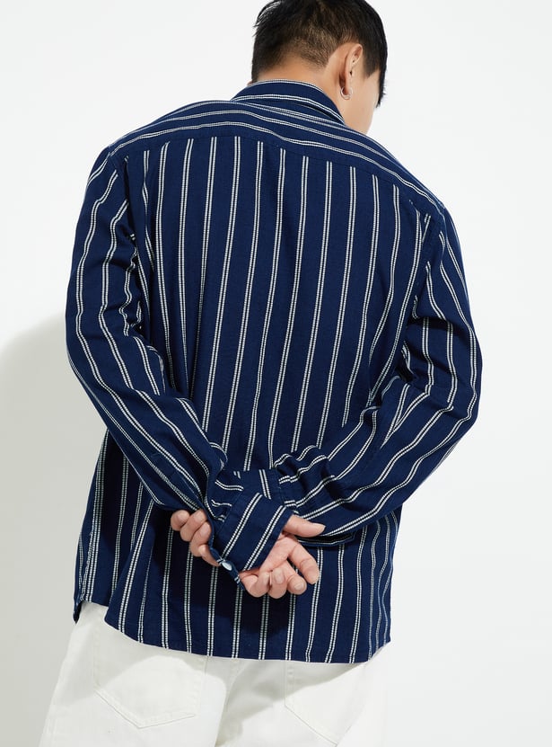 URB_N Men Regular Fit Striped Casual Shirt