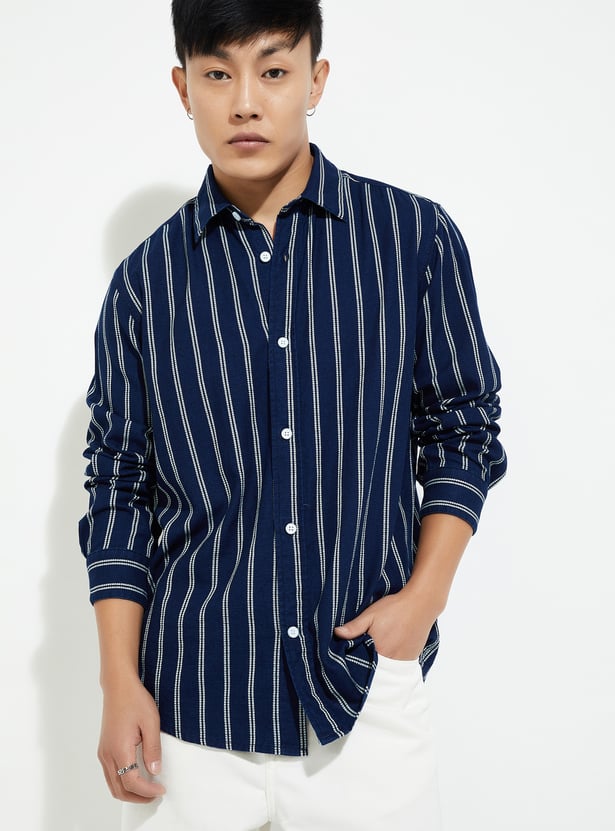 URB_N Men Regular Fit Striped Casual Shirt