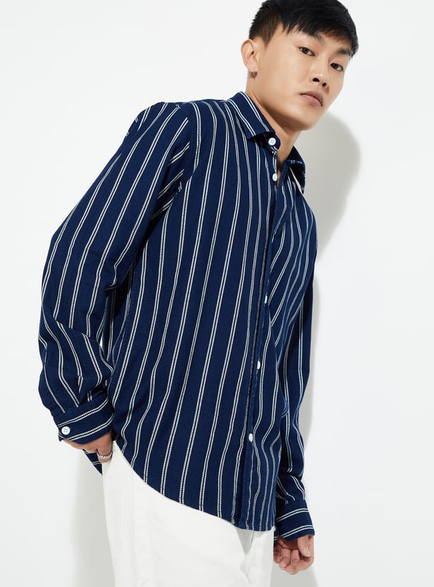 URB_N Men Regular Fit Striped Casual Shirt