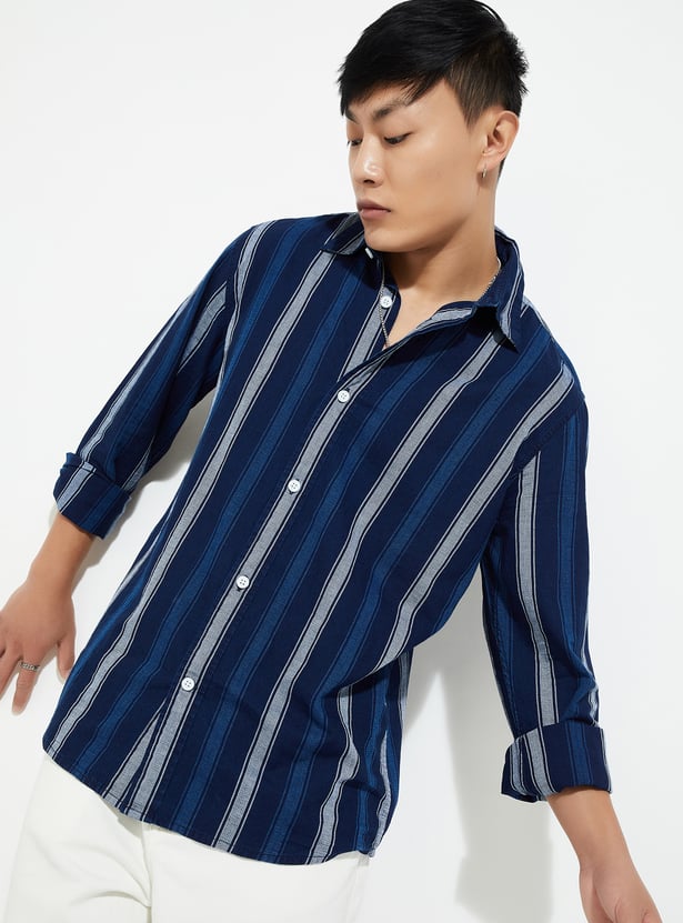 URB_N Men Regular Fit Striped Casual Shirt