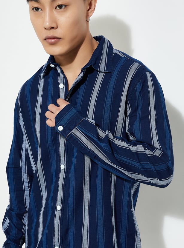 URB_N Men Regular Fit Striped Casual Shirt