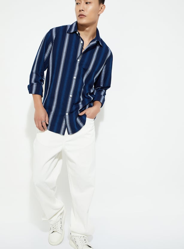 URB_N Men Regular Fit Striped Casual Shirt