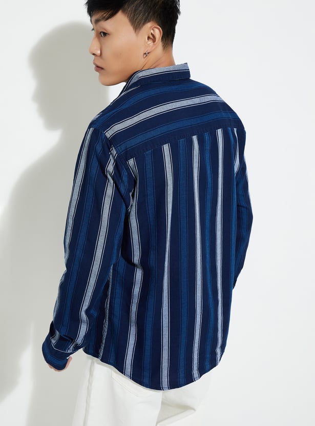 URB_N Men Regular Fit Striped Casual Shirt