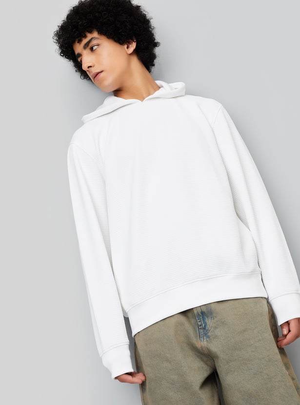 Buy Men Textured Hooded Sweatshirt Online at just Rs. 1299.0