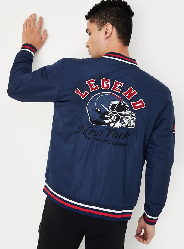 Men Embroidered Varsity Jacket