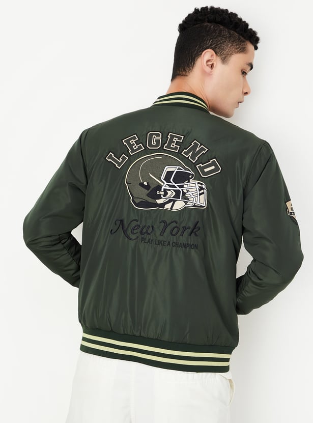 Men Embroidered Varsity Jacket