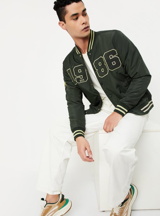 Men Embroidered Varsity Jacket