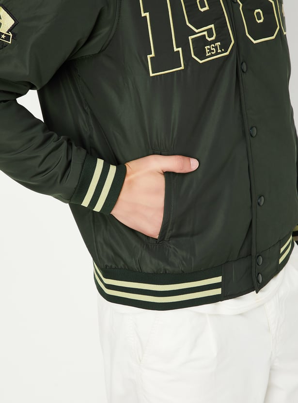 Men Embroidered Varsity Jacket