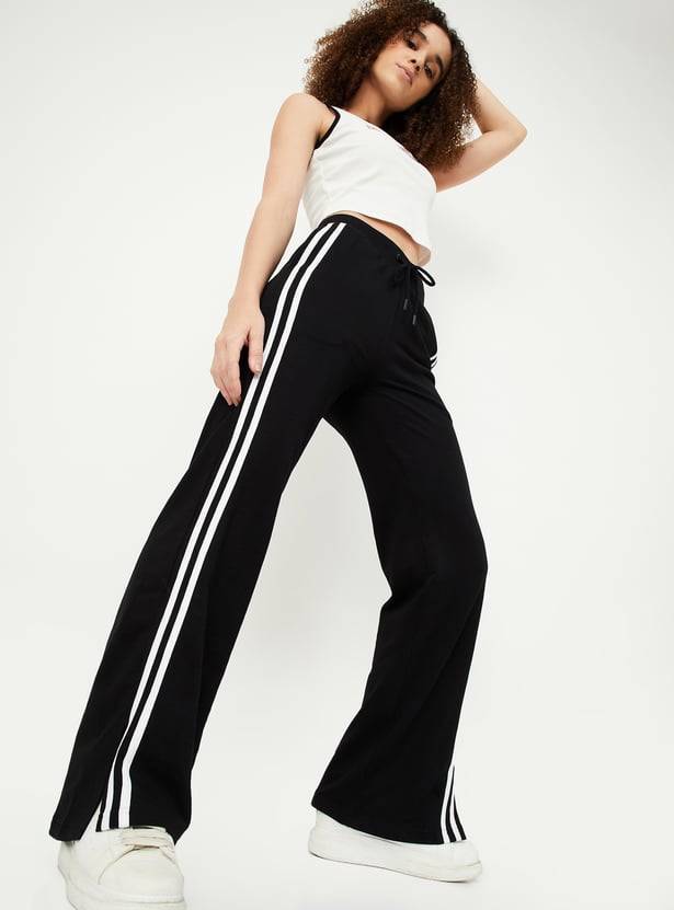 Women Striped Wide Leg Sports Track Pants