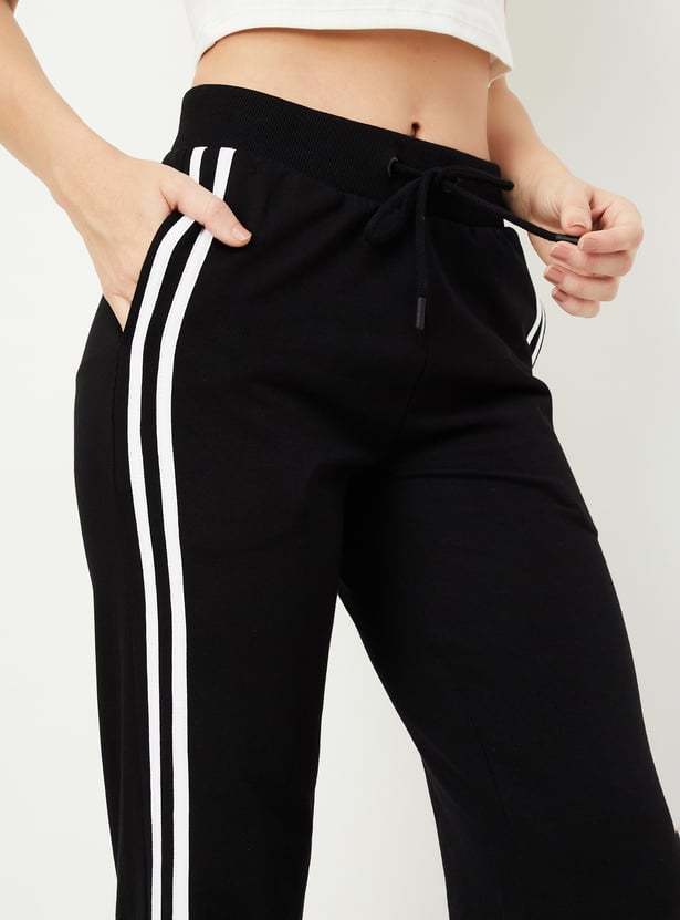 Women Striped Wide Leg Sports Track Pants