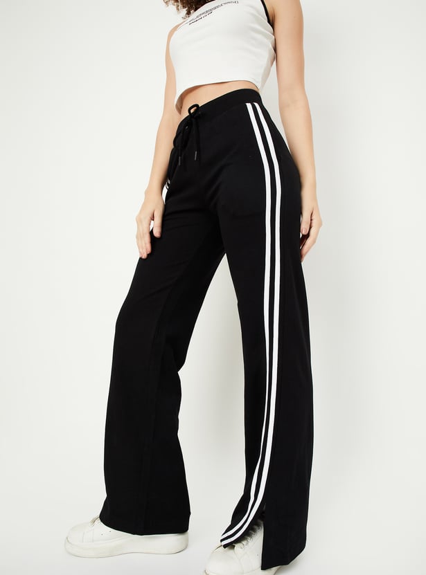 Women Striped Wide Leg Sports Track Pants