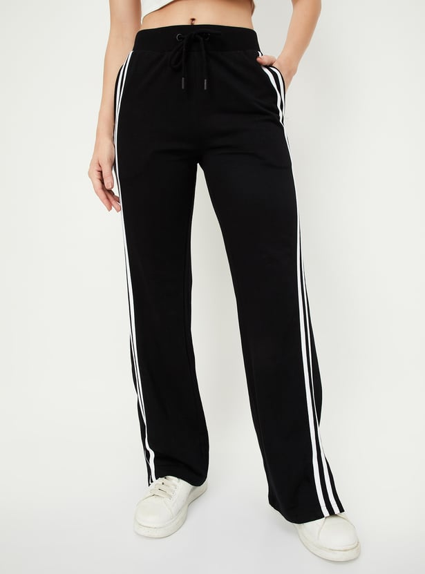 Women Striped Wide Leg Sports Track Pants