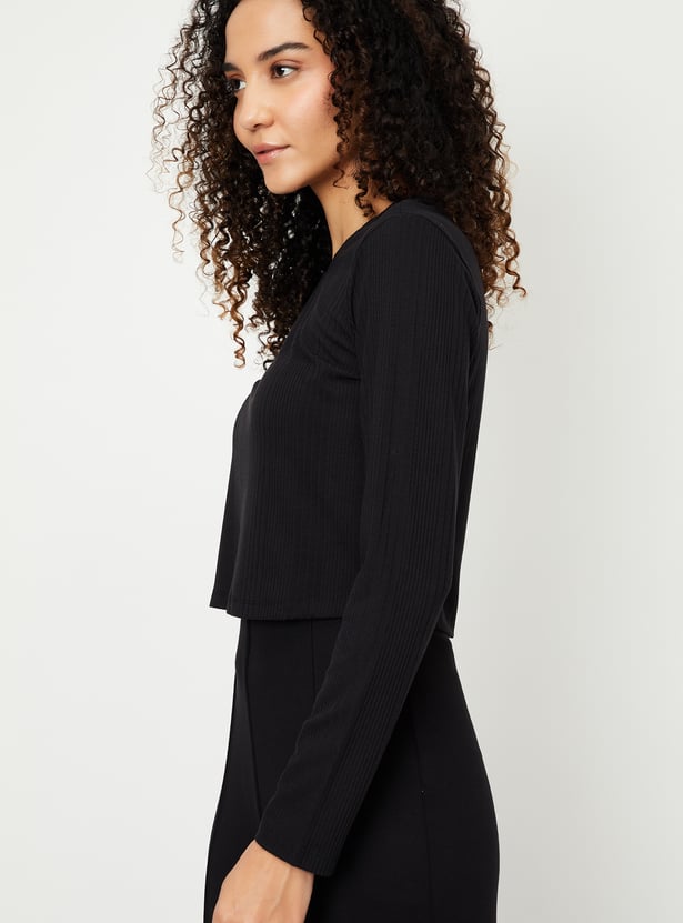 Women Rib Knit Crop Top