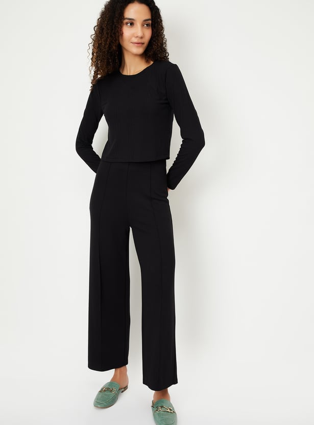 Women Rib Knit Crop Top