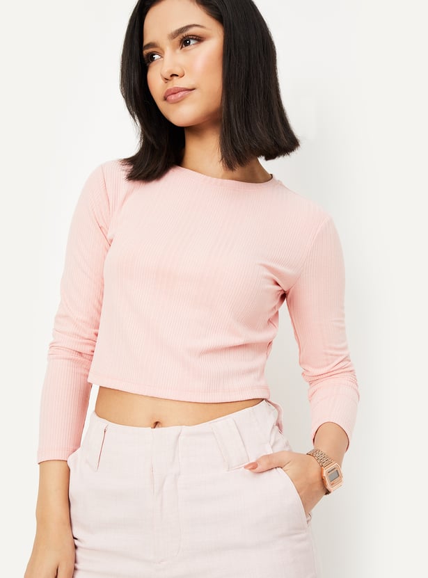 Women Rib Knit Crop Top