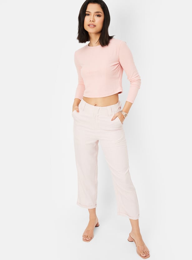 Women Rib Knit Crop Top