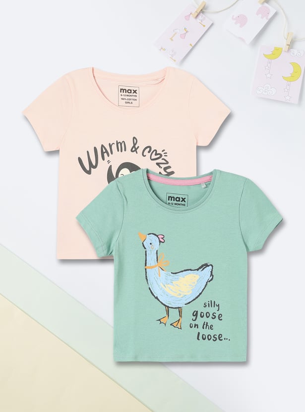 Girls Printed T-shirt - Pack of 2