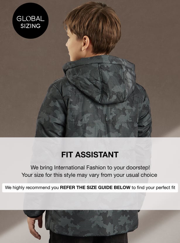 Boys Camouflage Print Hooded Puffer Jacket