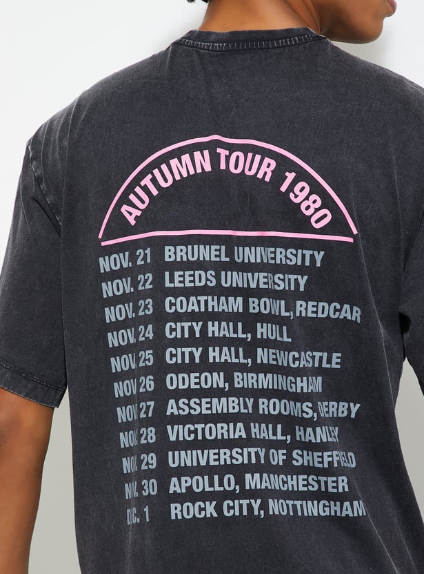 URB_N Men Iron Maiden Print Oversized T-shirt