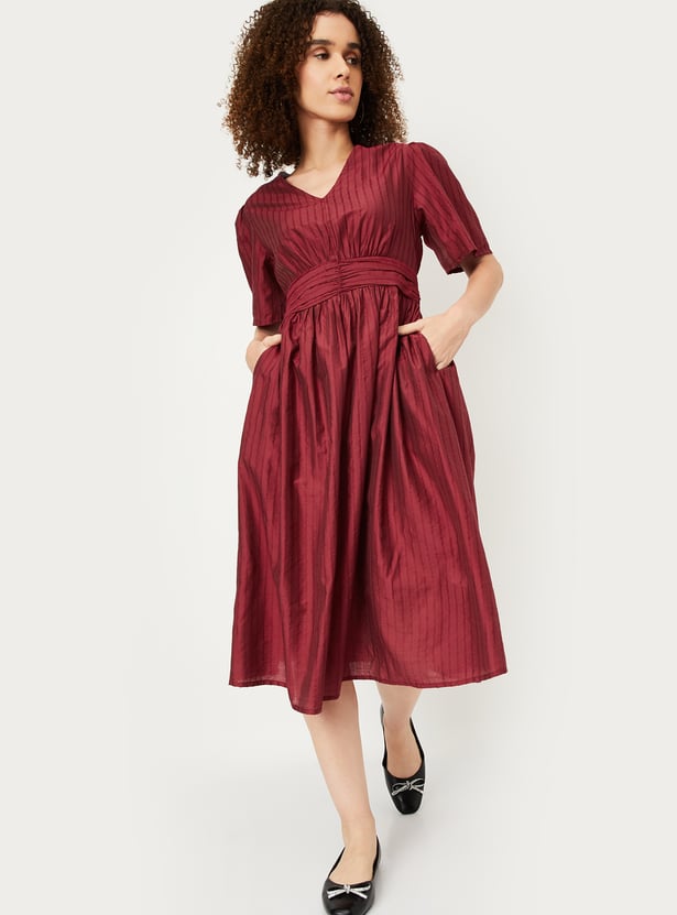 Kalki x Max Women Striped Fit & Flare Dress