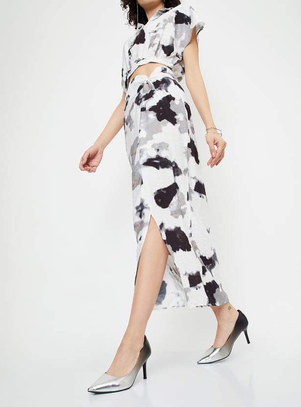 Women Printed Draped Skirt