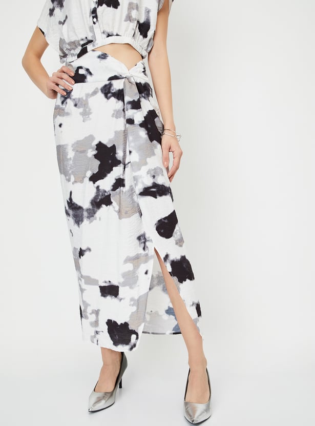 Women Printed Draped Skirt