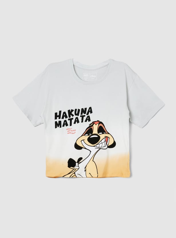 Buy Girls Hankuna Matata Print T-shirt Online at just - Main Image