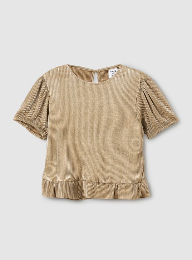 Girls Ribbed Metallic Top