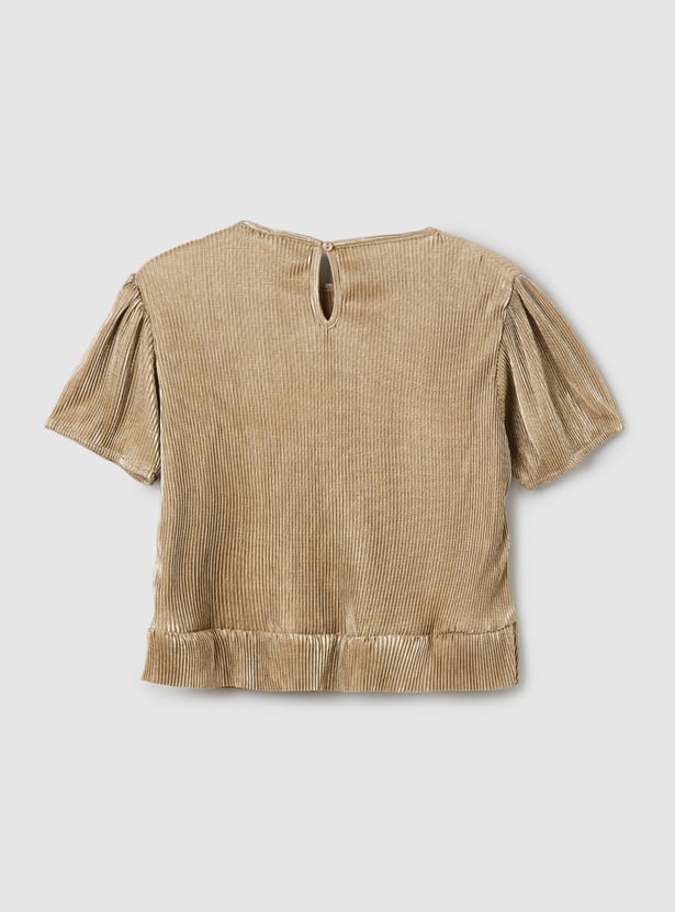 Girls Ribbed Metallic Top